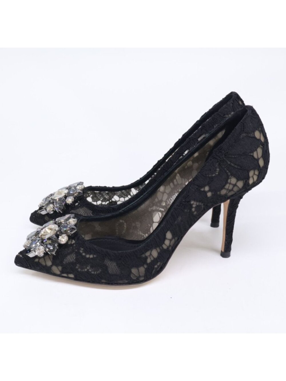 Dolce & Gabbana 231 Bijou Buckle Lace Heels Pumps - Picture 2 of 8
